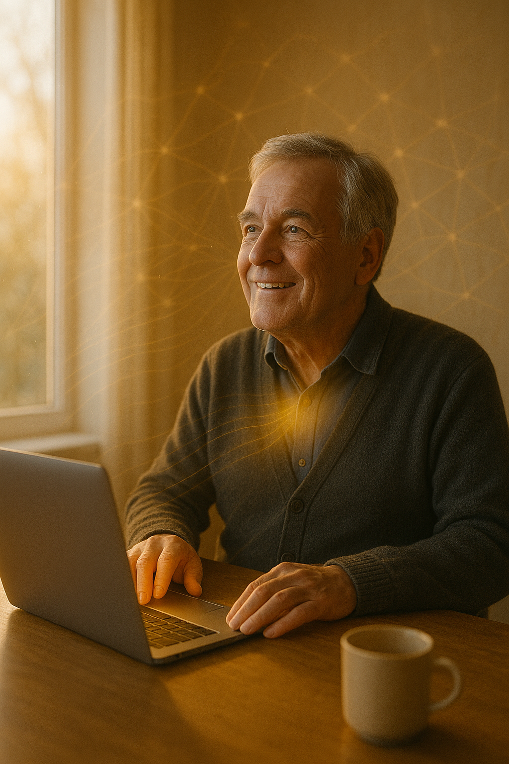 Person med framtidstro som blickar mot ljuset